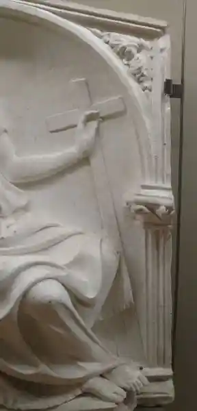 Processional cross on a plaster model of Tito Sarrocchi for Fonte Gaia, 1859, Santa Maria della Scala